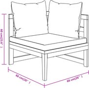 vidaXL 3-delige Loungeset met donkergrijze kussens acaciahout