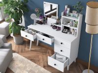 Coiffeuse JAKE 5 tiroirs blanc