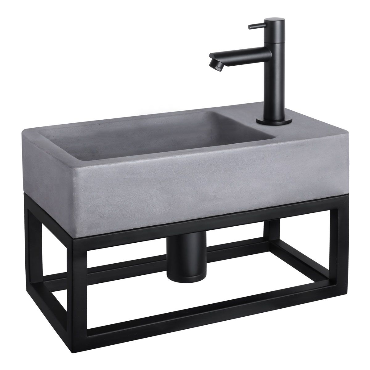 Differnz Fonteinset Force Rechthoek 40x22x23.5cm Beton Donkergrijs Mat Zwart