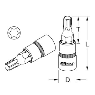 KS Tools KS Tools 3/8" CHROMEplus bit bus TX, T45 Aantal:1