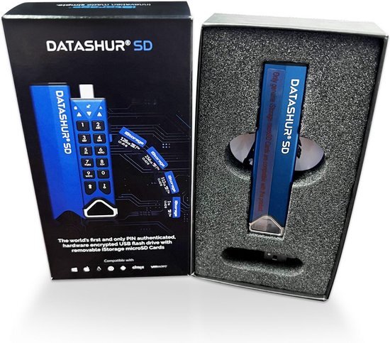 iStorage DatAshur SD | Versleutelde USB Flash Drive met Verwijderbare microSD-kaarten (apart verkocht) | Wachtwoord beveiligd | Veilige samenwerking | FIPS Compliant