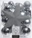 Decoris Kerstballenmix - 33 stuks - Kunststof - Zilver