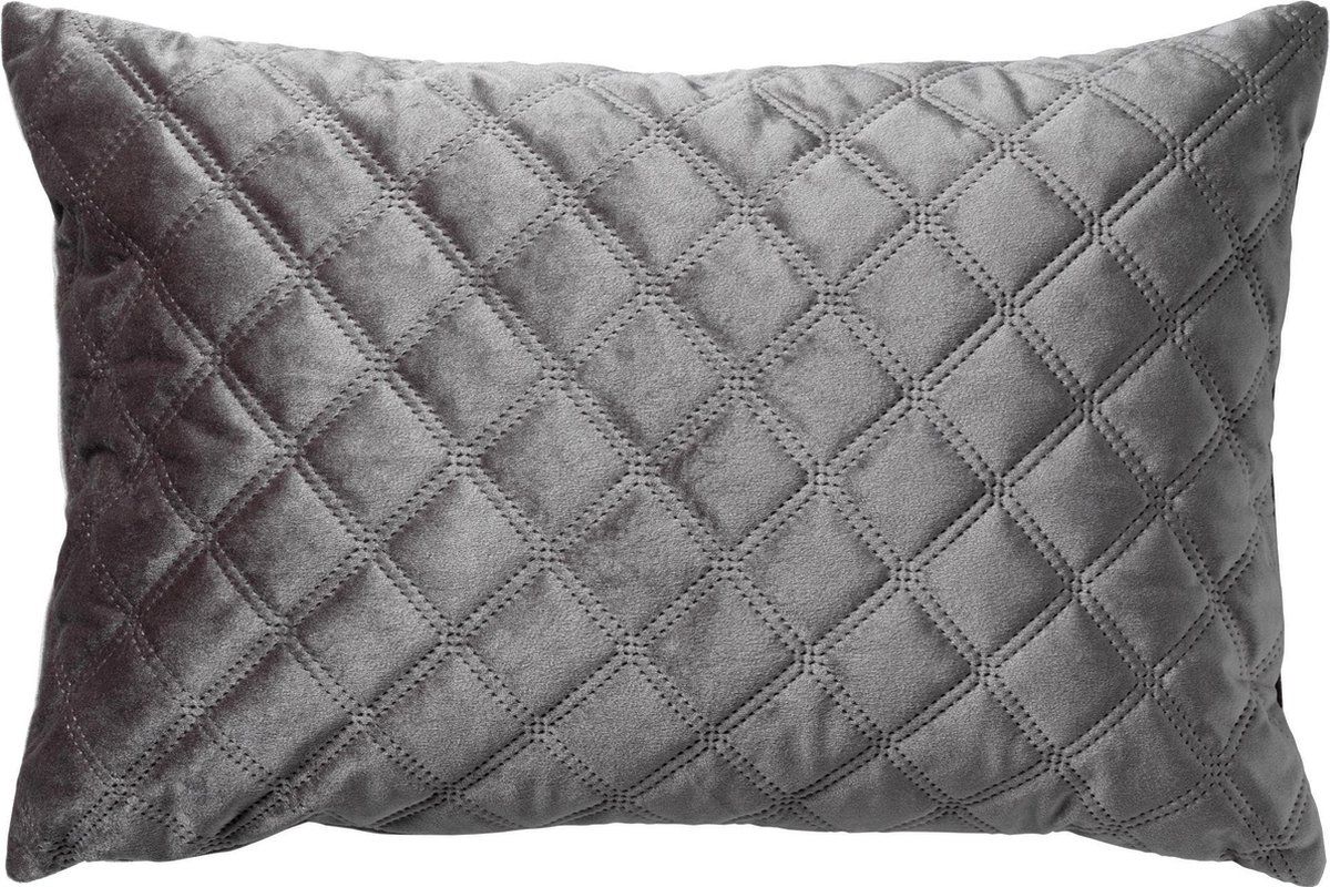 Dutch Decor NIELS - Kussenhoes velvet Charcoal Grey 40x60 cm - grijs - polyester