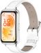 By Qubix - Leren bandje - Wit (zilveren connector) - geschikt voor Huawei Band 11 / 11 pro