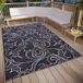 freundin Home Collection Palau Tapijt voor binnen en buiten, vlakweefsel, bladerpatroon, weerbestendig en uv-bestendig, buitentapijt voor woonkamer, hal, balkon, terras, tuin, zwart, 194 x 290 cm