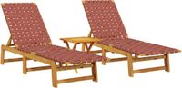 vidaXL Lit de jardin 2 pcs avec table acacia massif rouge