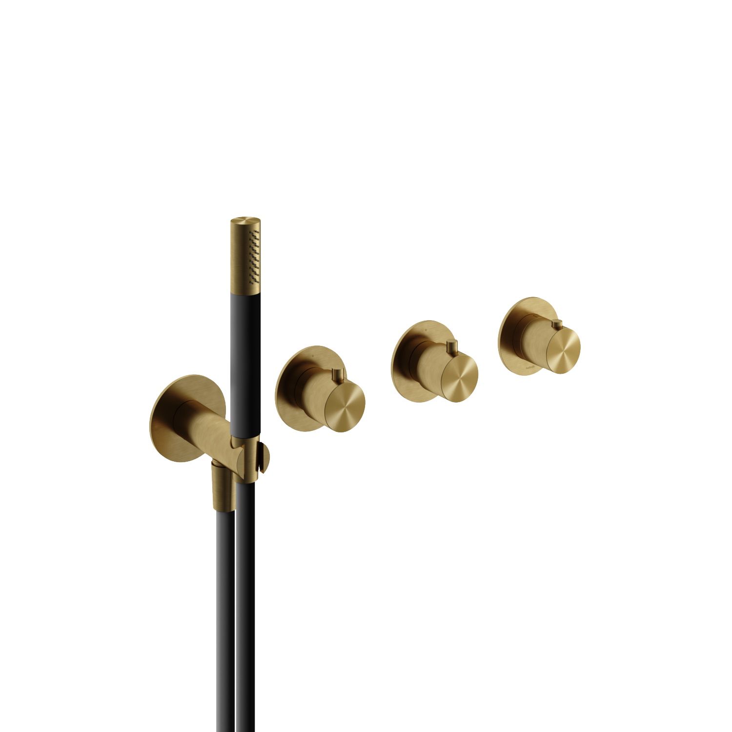 hotbath Archie Afbouwdeel Thermostaat 2 Stopkranen Geborsteld Messing PVD