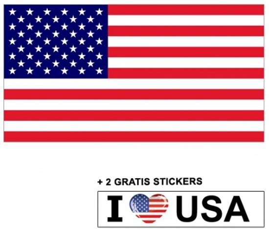 - Amerikaanse vlag met 2 gratis Amerika stickers