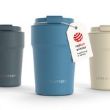 LARS NYSØM Bevægelse Thermos Coffee Mug-to-go 380ml - sans BPA avec Isolation - Thermos en acier inoxydable anti-fuite (Calypso Blue)
