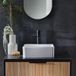 Hudson Reed Florence Opzetwastafel Vierkant 38cm x 38cm Geribbeld Keramiek - Wit