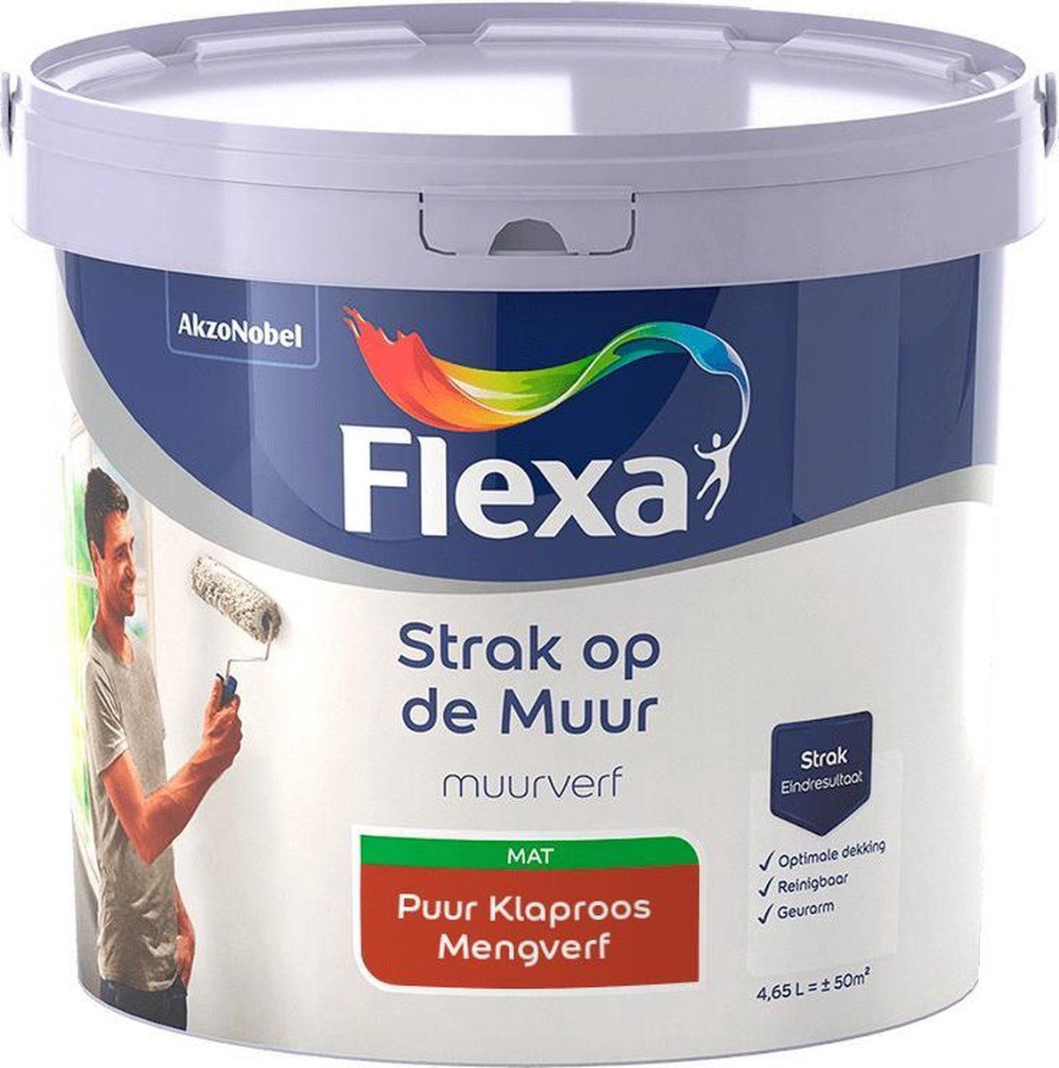FLEXA Strak op de muur - Muurverf - Mengcollectie - Puur Klaproos - 5 Liter