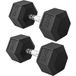 Homcom Lot de 2 haltères courtes - Hexagonale, Poids 40 kg, Entraînement musculaire - Métal Caoutchouc - Ø16,6x35,6cm - Noir