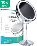 Mirlux Make Up Spiegel met LED Verlichting - 10x Vergroting - Oplaadbaar - Vergrootspiegel Chroom