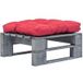 vidaXL Pouf de jardin avec coussin rouge bois de palette gris