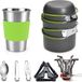 Bol Camping batterie de cuisine avec réchaud, set de cuisine d'extérieur poêle et casseroles antiadhésives léger sac à dos ustensile de randonnée pour 1 à 2 personnes voyage trekking et camping