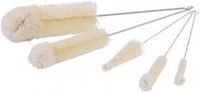 Merkloos / Sans marque Bol Flessenborstel - Set van 5 Stuks - Met wolkop - Lengte 26 tot 32 cm - Diameter 1 tot 5 cm - Wit/Grijs