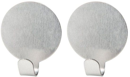 Fackelmann Set van 2 ronde zelfklevende haken Tecno RVS Grijs 4 cm