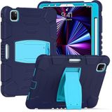 Vind met ondersteuning voor Samsung Tab A7 2020 T500 T505, duurzaam, hybrid, schokkend, resistent, drie-uitwisbaar, siliconen beschermhoes voor kindertablet (marineblauw)
