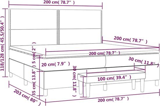 vidaXL Boxspring met matras stof zwart 200x200 cm