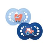 MAM Originele fopspeen voor baby's vanaf 16 maanden, mat blauw, 2 stuks