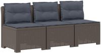 vidaXL - 3-Zits Tuinbank met Kussens - Rattan Look - PP - Lichtgrijs