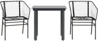 vidaXL 3-delige Tuinset Poly Rattan Glas Zwart