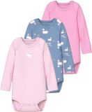 NAME IT Nbfbody 3P Ls Swan Noos - Unisex - Endless Sky - Printopdruk - 3 Stuks