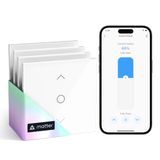 meross Smart Rolluikschakelaar, 80 x 80 mm, wifi-rolluikschakelaar met timer voor rolluiken, jaloezieën, luifels, compatibel met Alexa, Apple HomeKit en Google Home, 4 stuks