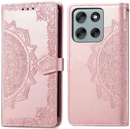 imoshion Hoesje - Geschikt voor Motorola Moto G56 - Mandala Bookcase - Rosé Goud