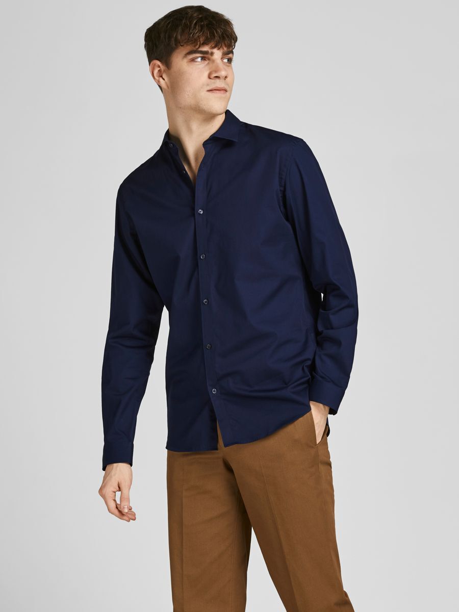 JACK & JONES JPRBLACARDIFF Shirt - Katoen - Maat L - Navy Blazer