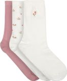 Hunkemöller 3-Pack Katoenen Sokken met Bloemen Roze