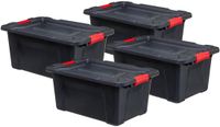 5Five Opbergbox/Opbergkrat - 4x - 100 Liter - Zwart - Kunststof