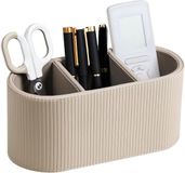 Merkloos PU-leer bureau organizer met 3 vakken (beige)