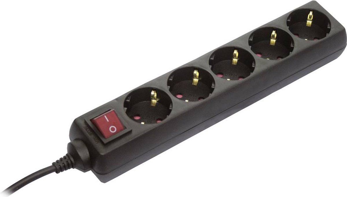 AS-Schwabe Stekkerdoos met schakelaar Zwart Randaarde stekker 1 stuk(s)