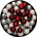 Merkloos / Sans marque Kaemingk B.V. 42x Kunststof Kerstballen Mix Wit/Zilver/Donkerrood 3 cm