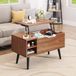 YITAHOME Salontafel met lifttop met verborgen compartiment, verstelbaar opbergplank, veerlifter, salontafel met opbergruimte voor woonkamer, 80 x 40 x 61,5 cm, rustiek eiken