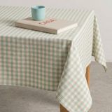 GAMUSI Vlekbestendig Tafelkleed MAVY – 2 kleuren Vichyruit – Katoen Look – 140x240 cm – Zeewater
