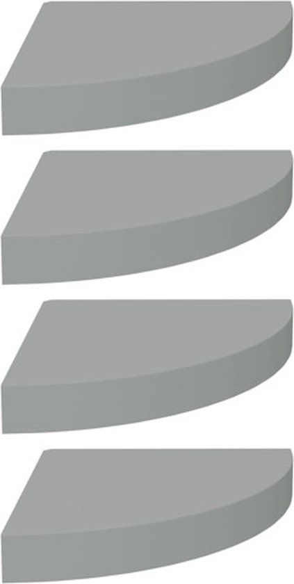 vidaXL Hoekschappen zwevend 4 stuks 25x25x3,8 cm MDF grijs