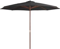 vidaXL Parasol met houten paal 350 cm groen