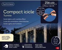 Lumineo Led Icicle compact 3.75 meter zwart/warm wit