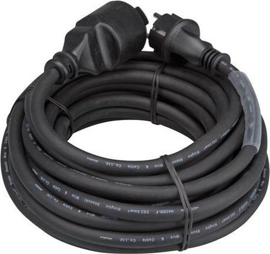 HQ EHQ Power Verlengkabel - 10M - Rubber - Penaarde - 3G2.5 - IP44