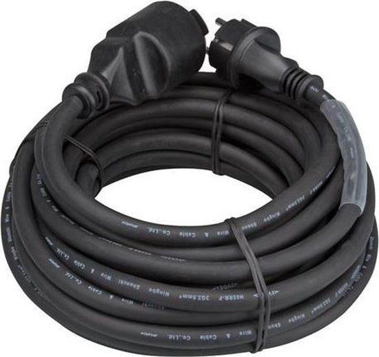 HQ-Power Velleman Verlengkabel - 10m - Rubber - Zwart - Type E/F - 3680W
