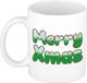 Bellatio Decorations Shoppartners Bv Cadeau kerstmok Merry Christmas sweater print groen/wit - 300 ml - keramiek