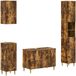 vidaXL - Ensemble de 4 pièces - Meuble de salle de bain - DELFT - Chêne fumé - Bois travaillé