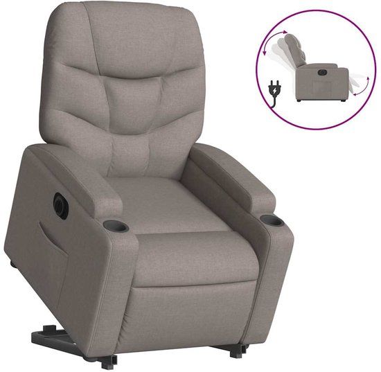 vidaXL Sta-op-stoel elektrisch verstelbaar stof taupe