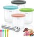 Ninja Creami Pots à glace avec couvercle et cuillère - Jeu de 4 - Blanc