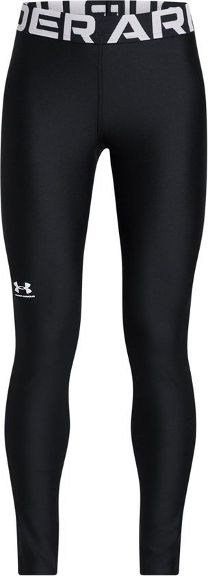 Under Armour HG Legging Unisex Sportlegging - Zwart - Wit - Maat 152