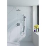 Fortifura Calvi Inbouw Regendoucheset - rond - thermostatisch - wandarm - glijstang - 25cm - hoofddouche - ronde handdouche - gladde slang - PVD - geborsteld RVS