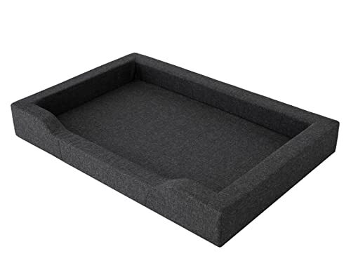 PillowPrim Hondenbed, meubels voor dieren, kattenbed, afneembare overtrek, hondenligstoel, slaapplaatsen, grote honden, hondenbank, mand, wasbaar, zwart, XL: 93x62 cm