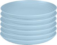 PlasticForte assiette ronde/assiette de camping - 6x - D22 cm - bleu glacier - plastique